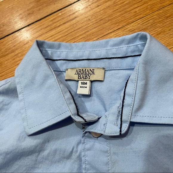 Giorgio Armani Baby Toddler Boy Button Down Shirt Size 18M Blue Cotton EUC - Picture 4 of 14